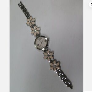 EUC Stainless Steel Women's Watch with Pink Flowers